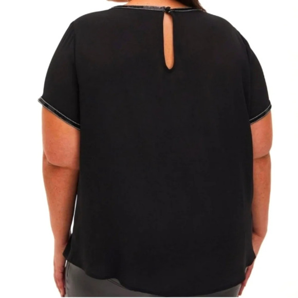 Torrid Black Sheer Blouse Top With Beaded Sequin Trim Sexy Office Siren Size 2X - Picture 3 of 9